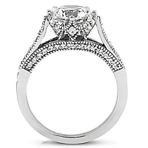 Sparkling Unique Solitaire Ring with Accents White Gold Diamond