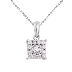 2.2 Ct Princess And Round Natural Earth Mined Diamond Necklace Pendant 14K White Gold