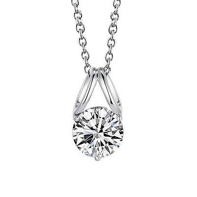 2.50 Carat Big Round Cut Lab Grown Diamond Pendant Necklace White Gold 14K