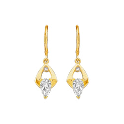 2.50 Carats 2 Stone Pear Old Miner Dangle Diamond Earrings Yellow Gold