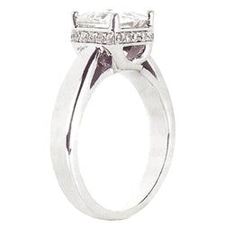 Real  2.50 Carats Hidden Halo Princess Cut Diamond Engagement Ring New