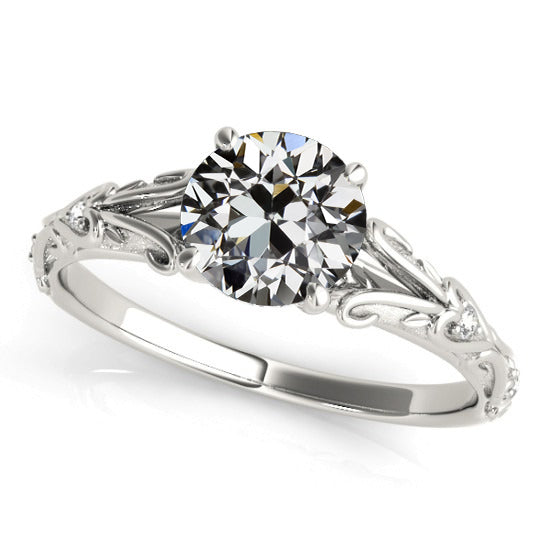 White Sparkling Anniversary Round Old Miner Diamond Ring