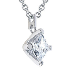 2.50 Ct Princess Cut Solitaire Natural Earth Mined Diamond Pendant Necklace White Gold