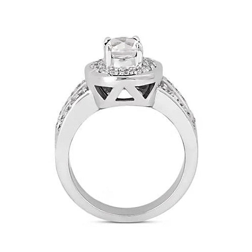 Halo Ring Oval Diamond Halo Engagement Ring 2.51 Carats White Gold 14K Jewelry