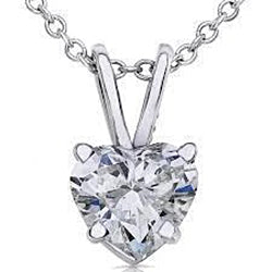 2.5 Carats Heart Shaped Diamond Necklace Pendant White Gold 14K