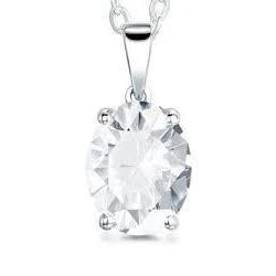 2.5 Carats Oval Cut Natural Diamond Necklace Pendant Gold White 14K