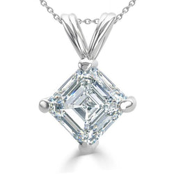 2.50 Ct Solitaire Asscher Cut Diamond Pendant White Gold Fine Jewelry