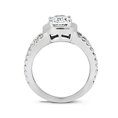 Split Shank Jewelry White Gold Solitaire Ring with Accents