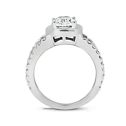 Split Shank Jewelry White Gold Solitaire Ring with Accents