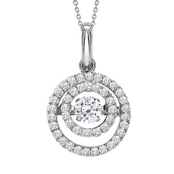 2.70 Carats Circle Style Pendant Necklace Diamonds White Gold 14K