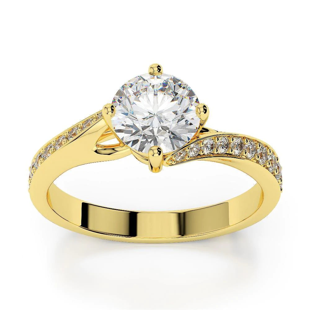 2.75 Carats Diamond Wedding Ring Yellow Gold 14K
