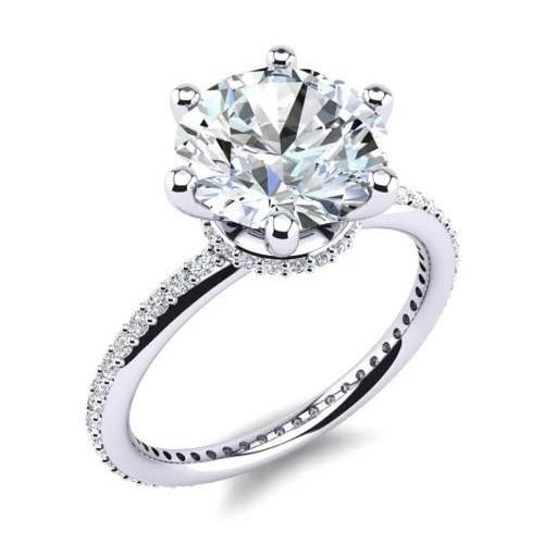 2.75 Carats Hidden Halo Diamond Engagement Ring White Gold 14K New