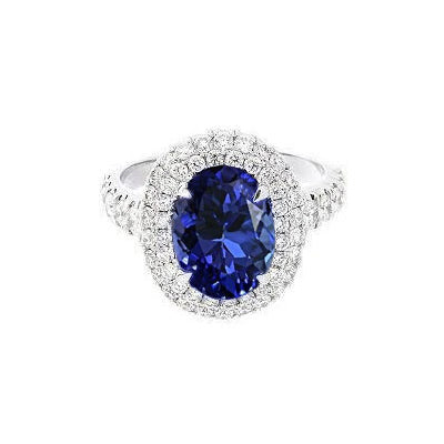   Females Fancy  Oval Cut Tanzanite And Diamond Wedding Ring White Gold  