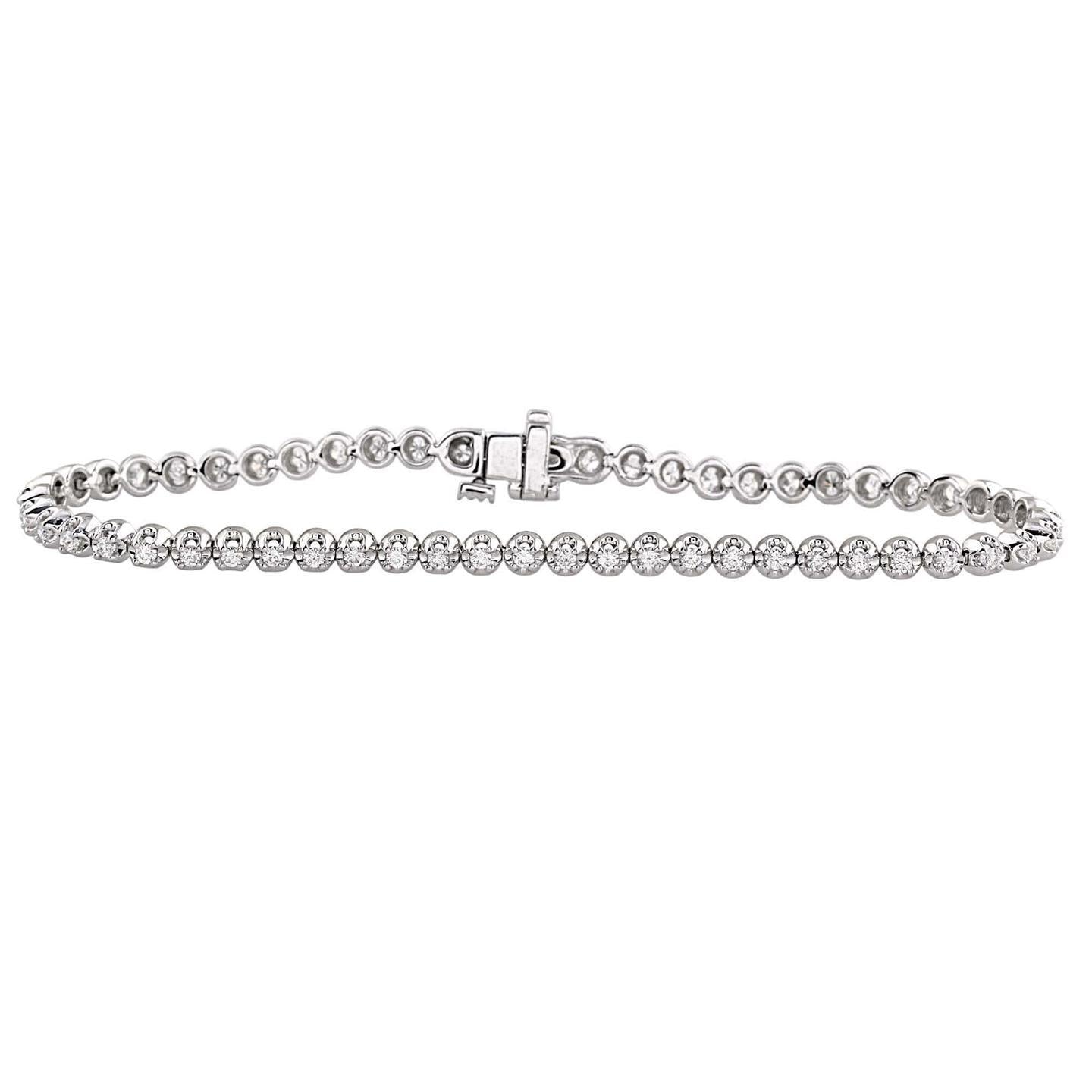 2.75 Carats Small Round Cut Lab Grown Diamonds Women Tennis Bracelet Gold