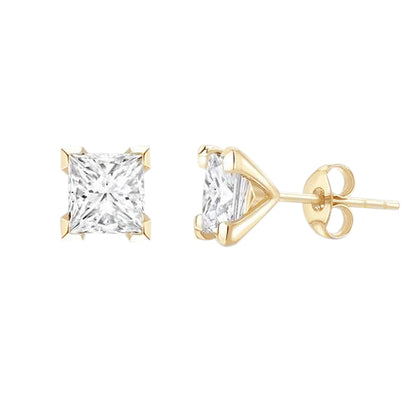 CERTIFICATE 3 Carats Lab Grown Diamonds Women Studs Earrings 14K Yellow Gold