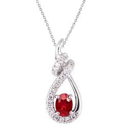 2.80 Carats Red Ruby & Diamond Lady Pendant Necklace White Gold 14K