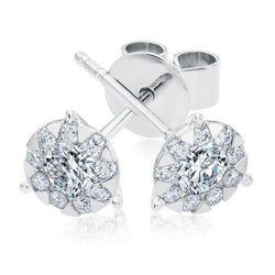 2.80 Carats Round Cut Natural Real ( Not Lab Grown ) Diamonds Women Studs Earrings White Gold 14K