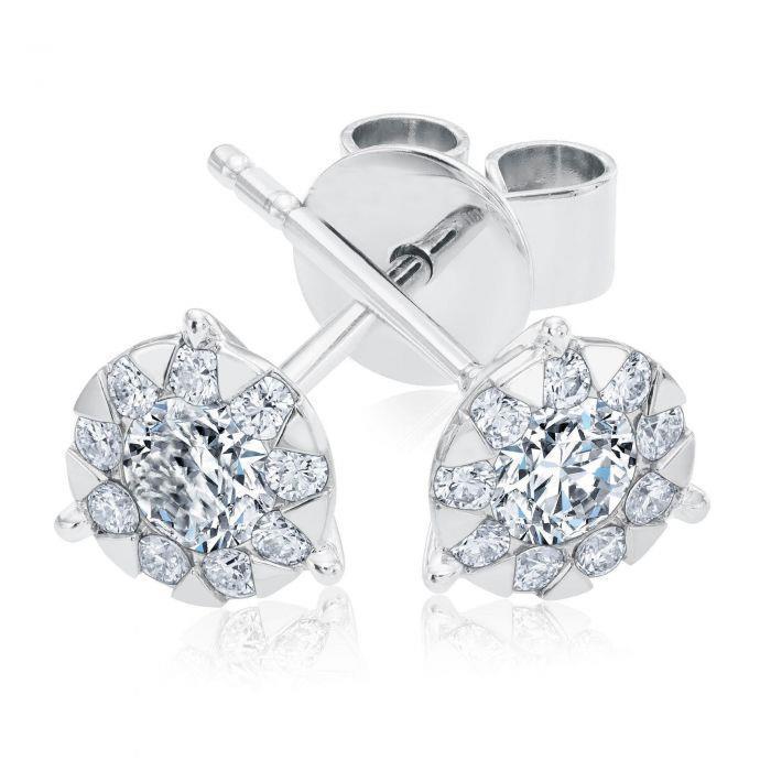 2.80 Carats Round Cut GIA CERTIFIED Lab Grown Diamonds Women Studs Earrings White Gold 14K