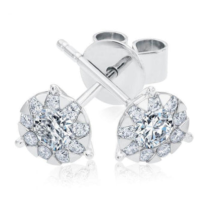 2.80 Carats Round Cut GIA CERTIFIED Lab Grown Diamonds Women Studs Earrings White Gold 14K