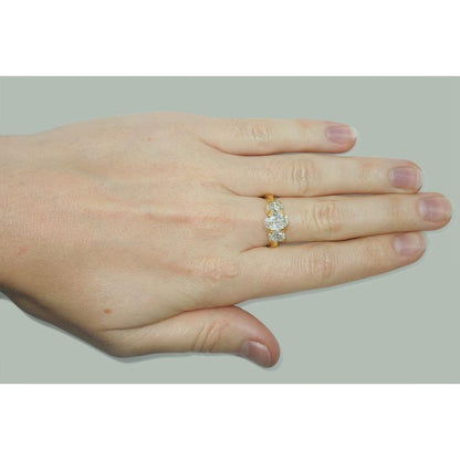 2.81 Cts. Oval Natural Earth Mined Diamonds Three Stone Engagement Ring Yellow Gold 14K