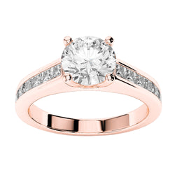 2.90 Carats Brilliant Cut Natural Earth Mined Diamonds Engagement Ring Rose Gold 4K