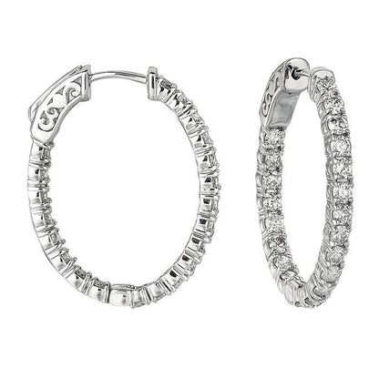2.94 Carats Natural Earth Mined Diamond Hoop Earrings White Gold 14K Prong Setting
