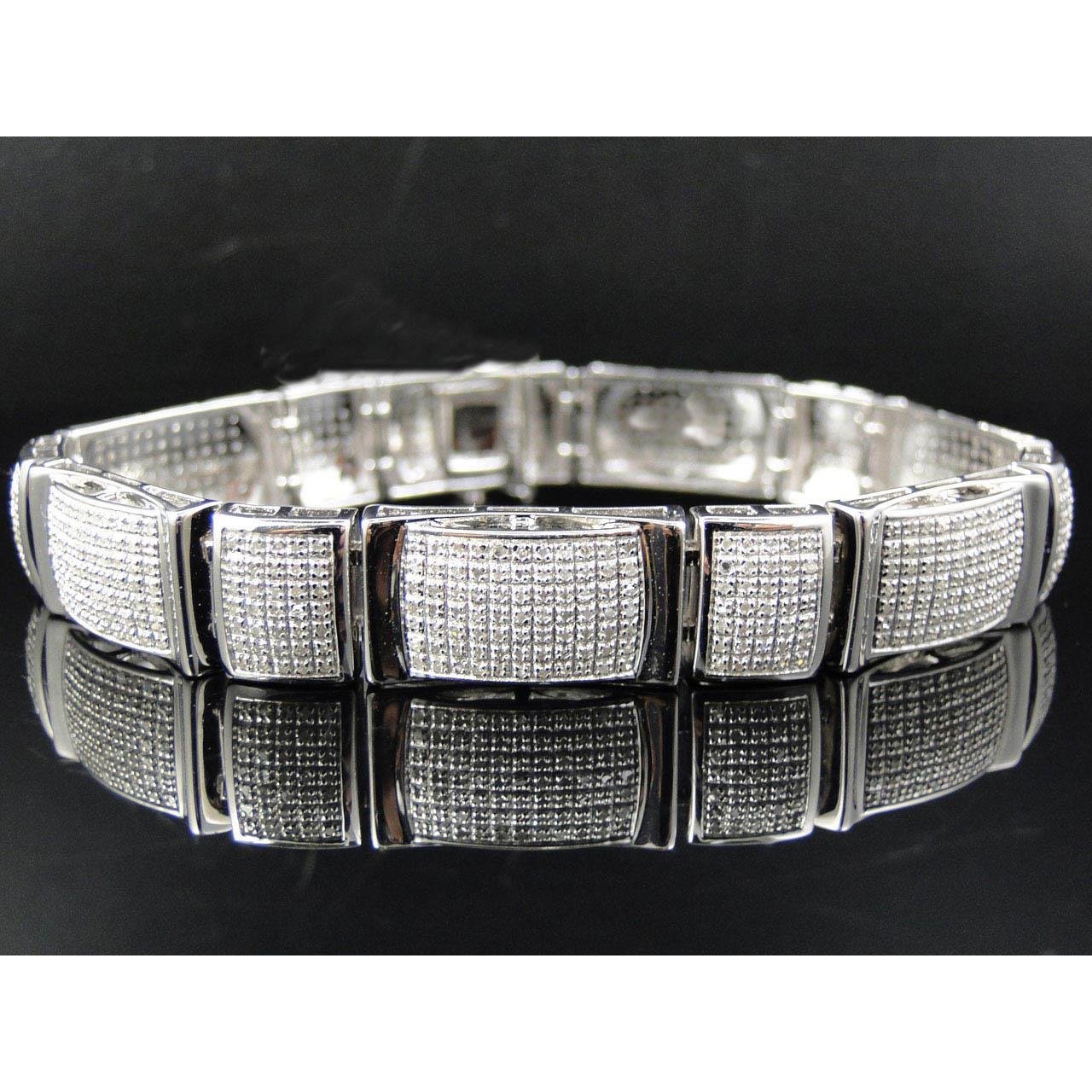 20 Carats Princess Shape Diamond Men Bracelet White Gold 14K Mens Bracelet