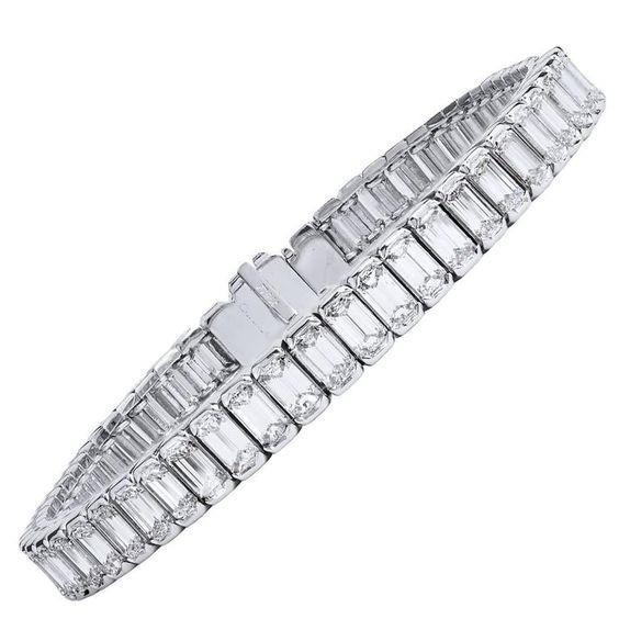 20 Ct Emerald Cut White Diamond Tennis Bracelet Gold Fine Jewelry Tennis Bracelet