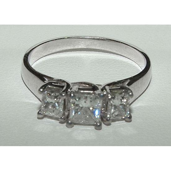 2.0 Ct Princess Cut Diamond Engagement Ring Platinum Three Stone Three Stone Ring