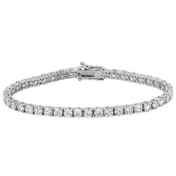 Real  Round Diamond Tennis Bracelet 9 Carat Ladies White Gold Jewelry