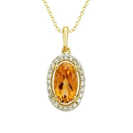 20.50 Ct Prong Set Madeira Citrine And Diamond Pendant Yellow Gold 14K 