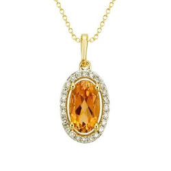 20.50 Ct Prong Set Madeira Citrine And Natural Earth Mined Diamond Pendant Yellow Gold 14K