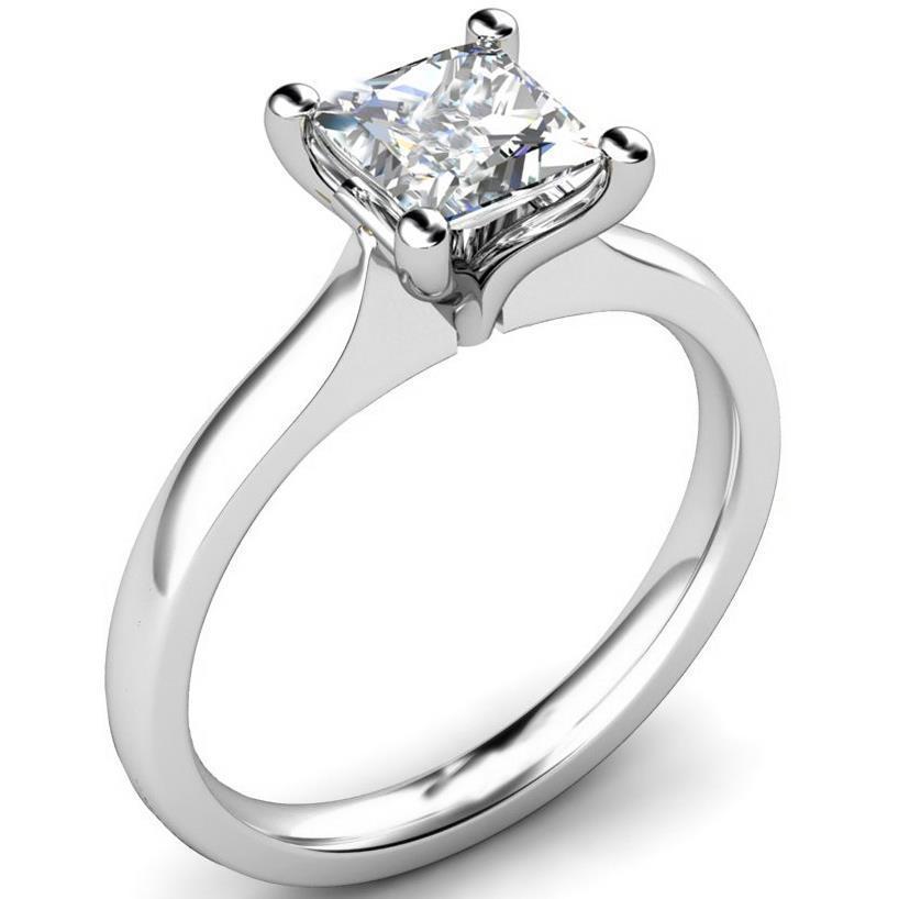  Princess Cut Natural Sparkling Unique Lady’s Solitaire White Gold Diamond Ring 