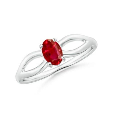   Solitaire Prong Set Ruby Aaa Wedding Ring White Gold   Sparkling Unique Lady’s Gemstone Ring