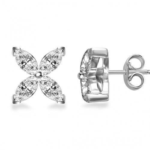  Lady’s Brilliant Engagement White Gold Diamond Stud Earrings