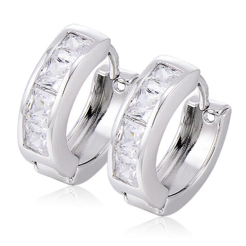 2.00 Carats Princess Cut Diamonds Hoop Earrings White Gold 14K Hoop Earrings