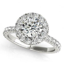 Natural  2.00 Carats Round Diamonds Halo Ring Solid Gold 14K