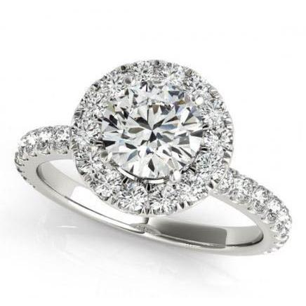 2.00 Carats Round Diamonds Halo Ring Solid Gold 14K Halo Ring