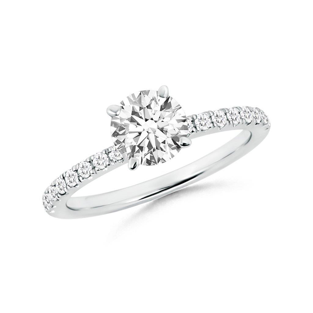 High Quality Twisted Sparkling Solitaire Ring with Accents White Gold Diamond