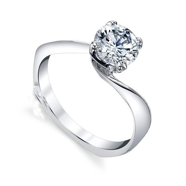 Twisted Style Jewelry Sparkling Unique Solitaire White Gold Diamond Anniversary Ring 