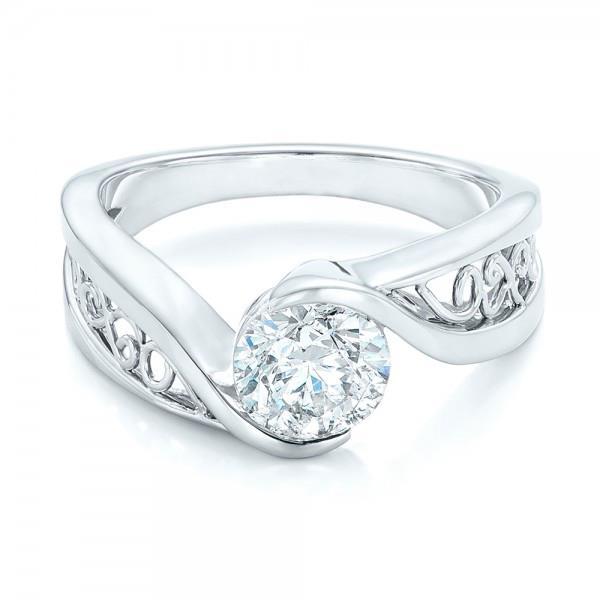 Twisted Style  Sparkling Unique Lady’s Solitaire White Gold Diamond Ring 