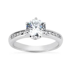 2 Ct Round Brilliant Diamond Engagement Ring With Accents
