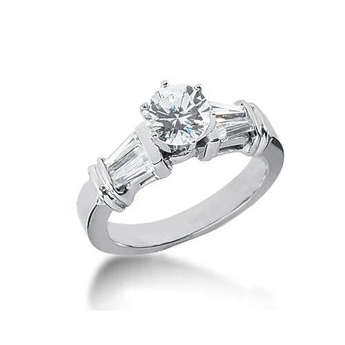 2.01 Carat Baguette Diamonds Anniversary Solitaire With Accents Ring Gold Three Stone Three Stone Ring