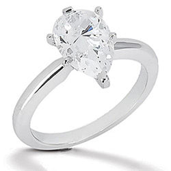 Pear Lab Grown Diamond Solitaire Ring 2 Carats White Gold