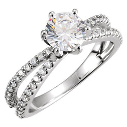 2.01 Carat Round Diamond Solitaire With Accents Engagement Ring