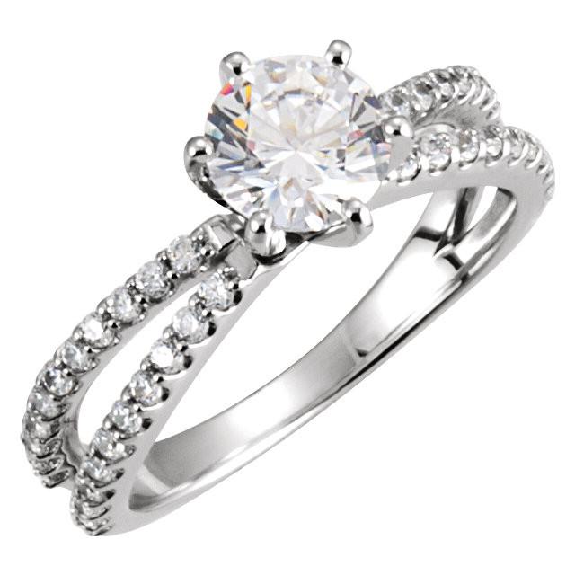 Brilliant Sparkling Solitaire Ring with Accents White Gold Diamond 