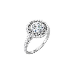 Natural  Halo Round Diamond Engagement Ring 2 Carat White Gold 14K