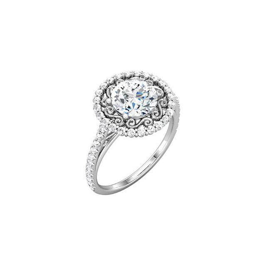 2.01 Carat Round Diamonds White Gold 14K Engagement Ring Halo Jewelry New Halo Ring