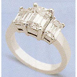 2.01 Carats Diamond Three Stone Ring Emerald Cut Jewelry New