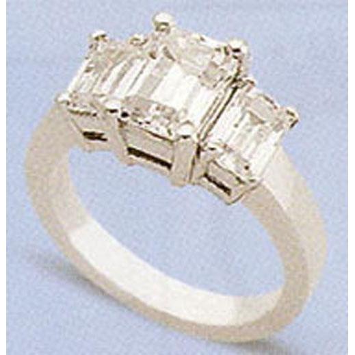 2.01 Carats F Vs1 Diamond Three Stone Ring Emerald Cut Three Stone Ring